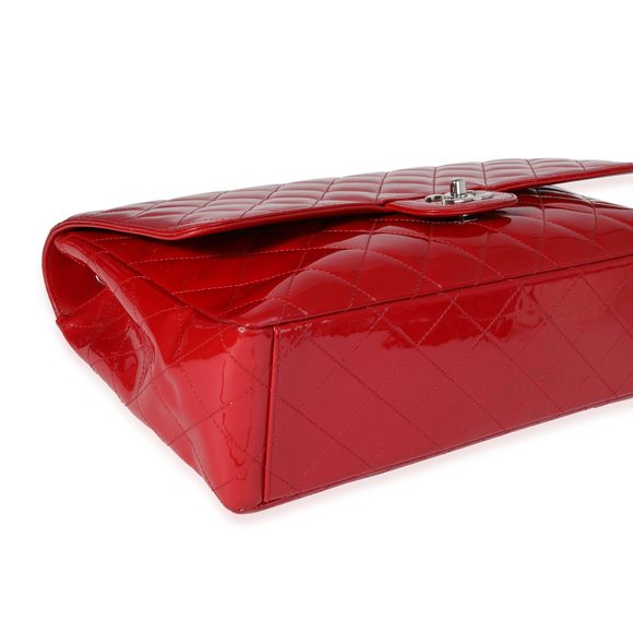 Chanel Red Quilted Patent Leather Maxi Classic Single Flap Bag - Picture 6 of 8